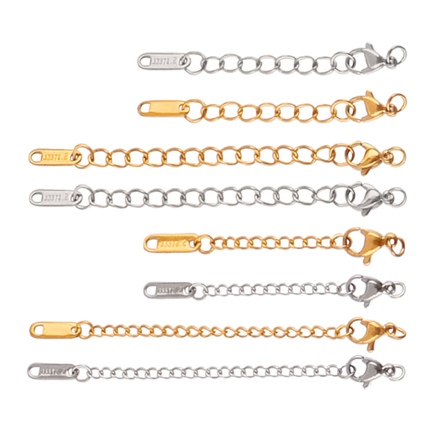 10pcs 18K Gold Plated Stainless Steel Lobster Clasps Extension Tail Chain DIY Jewelry Making Material Bracelet Necklace Findings
