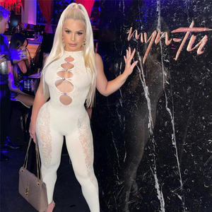 Tuta Intera Aderente da Donna Kliou W22Q23390, Jumpsuit <span class=keywords><strong>Sexy</strong></span> Trasparente all'Ingrosso, <span class=keywords><strong>Abbigliamento</strong></span> Boutique - Product Image 6