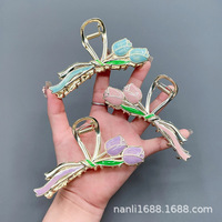 Nouvelle Pince à Cheveux Papillon Colorée Tendance 2026, Style Fée Requin, en Métal, avec Goutte d'Huile, Accessoire pour l'Arrière de la Tête
