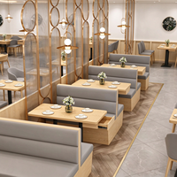 Ensemble de chaises de salle à manger en bois, canapé de restaurant, cuir PU imperméable et écologique, mobilier commercial moderne personnalisable pour hôtel