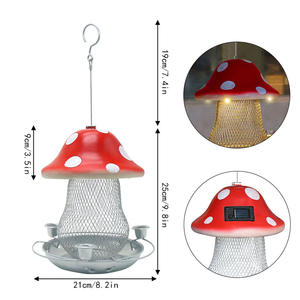 Oniya mignon champignon maison forme colibri mangeoires grande capacité suspendu à énergie solaire mangeoire à oiseaux pour l'extérieur - Product Image 5