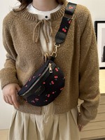 Sac bandoulière élégant et tendance avec texture de haute qualité, imprimé cerise, sac à bandoulière pour femme, sac de poitrine, sac à dos en peluche