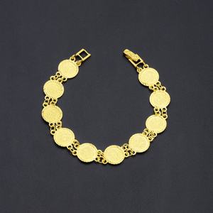 Pulsera JXX de Moda Unisex, Chapada en Oro de 24K, con Dijes Redondos, Cuadrados y en Forma de Corazón, Joyería Hecha a Mano - Product Image 2