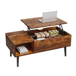 리프트 탑 커피 테이블, 숨겨진 수납 공간 및 보관 선반이있는 낮은 커피 테이블, 상승 테이블 탑 티 테이블 우드 커피 테이블