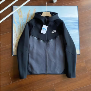 <b>Men's</b> Hooded Zip-Up Sweatshirt Solid Color Windproof Sporty Fit Regular Length Knitted Polyester Autumn Wear - Product Image 1