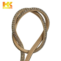 Bande de strass holographique dorée de 8 mm à 6 rangées, matériau pour chaussures, ruban thermocollant, accessoire diamant iridescent, largeur et longueur personnalisables