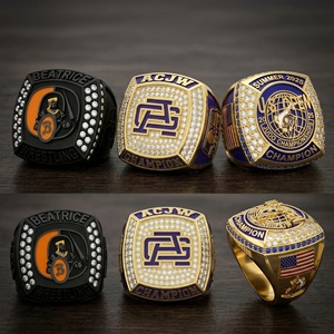 Conception gratuite, bagues de championnat de lutte à double doigt pas chères pour les finalistes, personnalisables avec diamants complets - Product Image 3