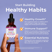 Gouttes liquides multivitaminées pour tout-petits en marque blanche, Vitamines A C D3 E B6 B12 Zinc, Formule personnalisée OEM ODM Biologique Sans Sucre Végétalienne