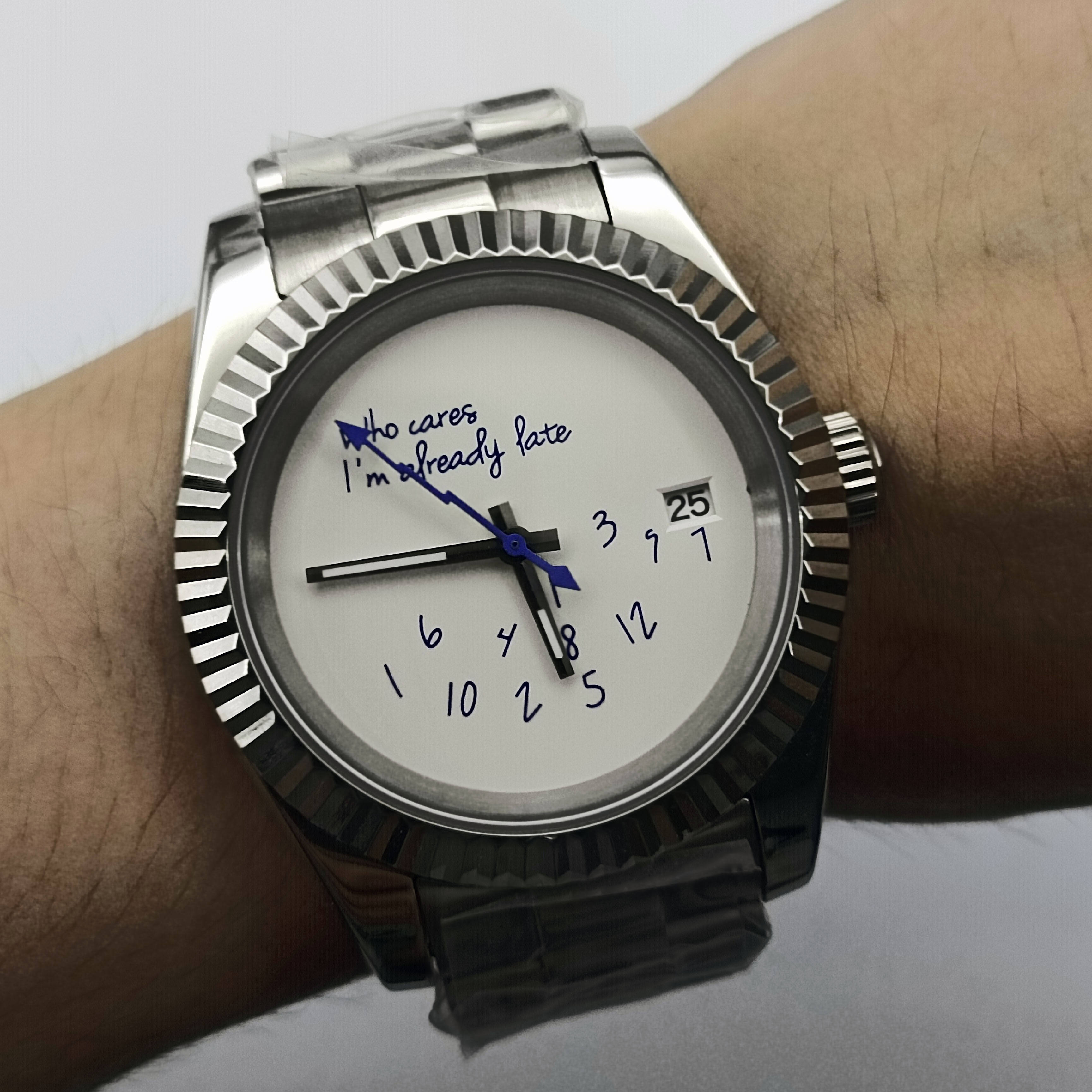 เข็มนาฬิกาสีเงิน+ขาว+ดำ