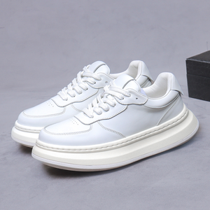 Zapatos deportivos casuales de cuero genuino para hombre, zapatos blancos de piel de vaca, zapatos de moda con suela gruesa que aumentan la altura, zapatos de lujo de alta gama para hombre - Product Image 3