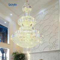 Lustre moderne en cristal pour hall d'hôtel, villa, grands lustres de plafond, luminaires suspendus de luxe, décoration intérieure, escalier