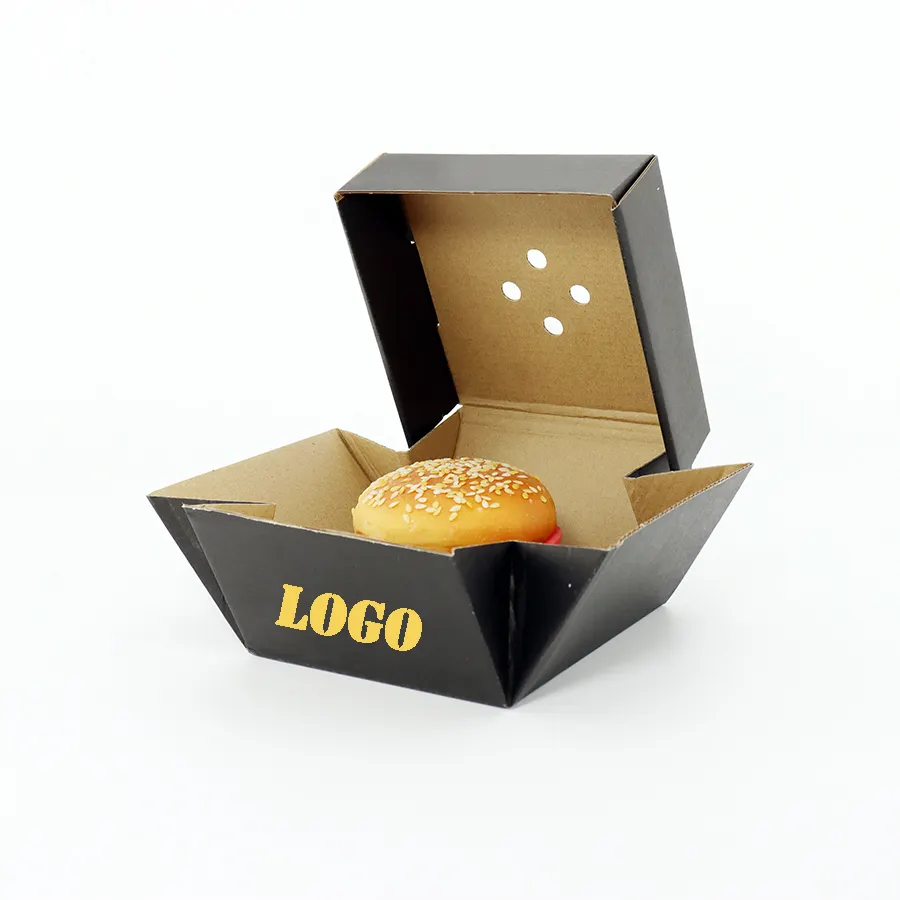 뜨거운 판매 햄버거 상자 햄버거 패키지 맞춤형 인쇄 로고 포장 버거