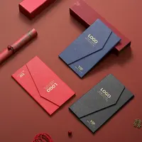 แฟชั่นสีแดงโลโก้ส่วนบุคคลแม่เหล็กกล่องของขวัญกระดาษแข็งสำหรับการ์ดแต่งงานหรือนามบัตร