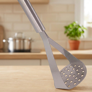 Triturador de Patatas de Acero Inoxidable de Alta Calidad, Triturador de Verduras, Triturador para Pav Bhaji, Plateado, 200g, Rudra Exports, Paquete de 1 - Product Image 2