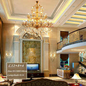 zeal lighting Nordic Modern <b>Large</b> Banquet Hall Luxury K9 Crystal <b>Candle</b> <b>Led</b> Gold Chandelier - Product Image 3