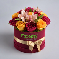 Boîte à Fleurs Ronde en Velours Personnalisée avec Logo, Emballage Cadeau de Luxe en Carton Ondulé pour Fleuriste