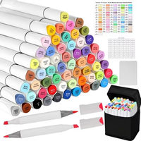 Ensemble de 168 marqueurs à alcool avec double embout, pinceau et burin, stylos permanents pour coloriage pour adultes, dessin d'anime, illustration