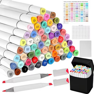Ensemble de 168 marqueurs à alcool avec double embout, pinceau et burin, stylos permanents pour coloriage pour adultes, dessin d'anime, illustration - Product Image 1