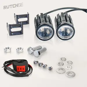 RUTENSE, venta al por mayor, luces de motocicleta de dos colores, 20W, Mini luz LED de conducción, sistemas de iluminación de Motor de haz Alto y Bajo