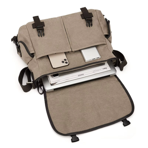 Canvas <strong>Messenger</strong> Bag <strong>with</strong> Adjustable <strong>Shoulder</strong> <strong>Strap</strong> and Multiple Pockets for Daily Work and Travel Use - Product Image 6
