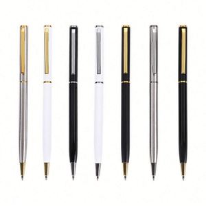 Bolígrafo promocional negro con logotipo personalizado, bolígrafos metálicos delgados, bolígrafo metálico personalizado para publicidad y firmas. - Product Image 1
