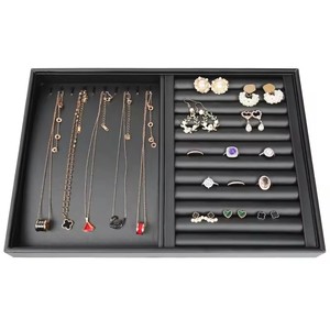 مقاس كبير رقيقة ثنائية الاستخدام PU حالة تخزين المجوهرات والجلود أقراط وقلادات وخواتم مجوهرات اكسسوارات صينية عرض - Product Image 5