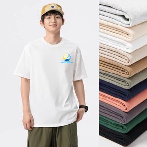 En stock T-shirt moulé en coton peigné épais 260 GSM, ourlet <span class=keywords><strong>biais</strong></span>é, anti-déformation, luxe discret, respirant, style urbain uni décontracté - Product Image 1
