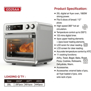 Four à air chaud <span class=keywords><strong>multifonction</strong></span> 25L, cuisinière à convection de comptoir pour rôtir, cuire, faire des pizzas et cuisiner - Product Image 3