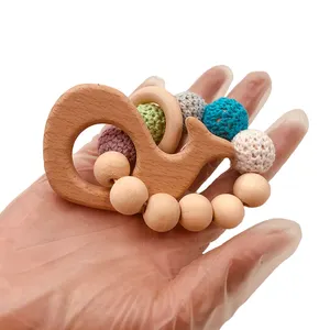 Grosir Rajut Bayi Manik-manik Teether Shower Hadiah Cincin Mainan Bayi Silikon Teething Gelang