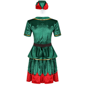 Costume de couple <span class=keywords><strong>elfe</strong></span> en velours pour adultes, hommes et femmes, pour fête de Noël, ensemble complet FCDR-003 - Product Image 3