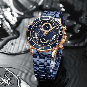 Reloj de Hombre REWARD RD81135M de Alta Gama, Multifuncional, con Caja de Aleación de 22 mm, Cuarzo, Cronógrafo de Tres Ojos, Resistente al Agua, Deportivo, con Luz Nocturna - Product Image 5