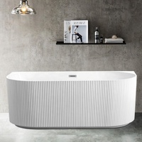 Baignoire autoportante ovale moderne en acrylique strié blanc pur, avec accoudoirs, écologique, portable, pour usage hôtelier