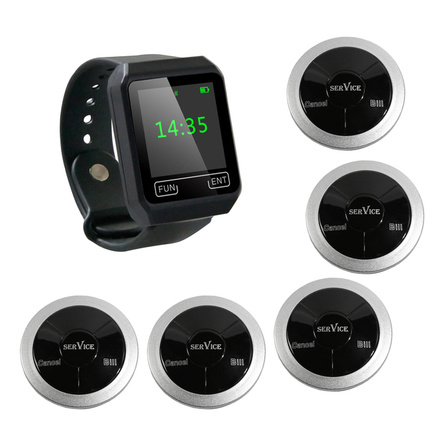 Wirelesslinkx APE6800 Waterproof Wireless Calling Hotel Plant Factory Hospital Bar Restaurant Waiter Wrist Watch Pager
