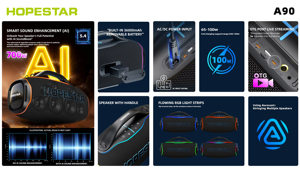 Altavoz Hopestar A90 Original para Cine en Casa, con Bajos Potentes, Portátil, Subwoofer de 700W, RGB, Resistente al Agua, para <span class=keywords><strong>Karaoke</strong></span> al Aire Libre - Product Image 6