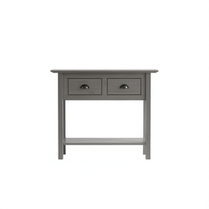 Medium Grey Solid Pine Wood <b>Console</b> <b>Table</b> With <b>Storage</b> Drawers Modern Living Room Furniture - Product Image 1