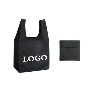 2024 High Quality Printed Foldable Nylon Tote Bag Eco-friendly Polyester Reusable Folding Shopping Bag