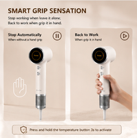 Sèche-cheveux portable mini compact haute vitesse avec écran LCD élégant, soin ionique, moteur BLDC 110000 tr/min et capteur tactile avec poignée