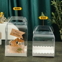 Boîte à gâteaux personnalisée avec logo pour mariage, boîte à friandises transparente pour animaux de compagnie, mini-boîte d'emballage pour gâteaux avec poignée