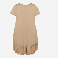 Robe T-shirt 100 % coton à manches courtes, col rond, ourlet à volants asymétrique, grande taille pour femme