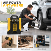 Compresseur d'air léger de 8 kg avec moteur BLDC sans balais et double alimentation pour une utilisation continue en intérieur ou sur le terrain