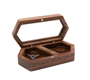 Boîte à bijoux en bois de noyer noir de haute qualité, article très vendu, boîte à bagues, boîte à bijoux de luxe à double compartiment - Product Image 4