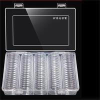 Boîte de Rangement Ronde pour Capsules de Pièces de 25 mm et 27 mm avec 100 Capsules Incluses