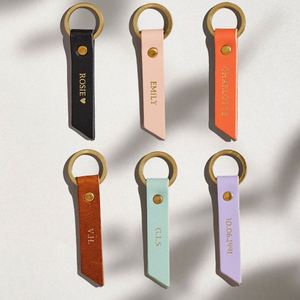 Custom Engrave Logo Colorful Plain Blank Car Key Holder Premium PU Leather Metal Ring Keychain Business <b>Gifts</b> for Dad Friends - Product Image 1