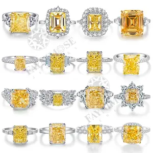 Fine Fashion Jewelry Rings Sterling Silver Citrine Diamond 8A Zirconia Cocktail Eternity Band Wedding Engagement Ring