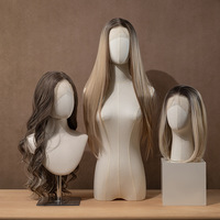 Cabeza de Maniquí de Plástico con Base Metálica y Torso Realista para Exhibición de Pelucas, Sombreros, Bufandas y Collares