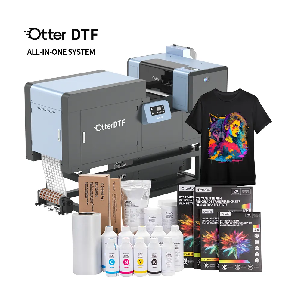 OtterオールインワンDTFプリンターデュアルi1600プリントヘッドインクジェットプリンターペットフィルム工業用DTFプリンター (シェーカーと乾燥機オーブン付き)