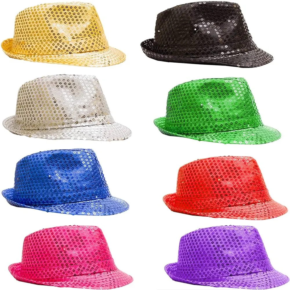 Unisex LED Fedora sequin trang trí hàng đầu mũ dành cho người lớn LED dạ quang Neon Đảng Fedora Polyester hat cho bên buổi hòa nhạc hiển thị