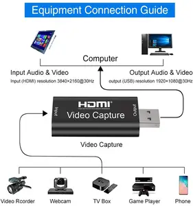 4K Hdtv Naar Usb 2.0 Video Capture Apparaat, 1080P Hd 30fps Uitzending Live En Opnemen Video Audio Grabber Voor Gaming, Streaming,