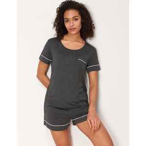 Vente en gros de pyjamas pour femmes en viscose de bambou personnalisés, ensemble de pyjama à manches courtes et col rond, 2 pièces, vêtements de nuit pour femmes - Product Image 3