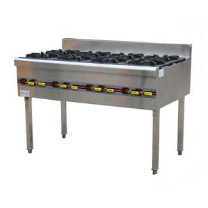 Estufa de Gas Comercial Vertical de Acero Inoxidable con 8 Quemadores, Estilo Chino, 40KW de Potencia para Uso Comercial - Product Image 1